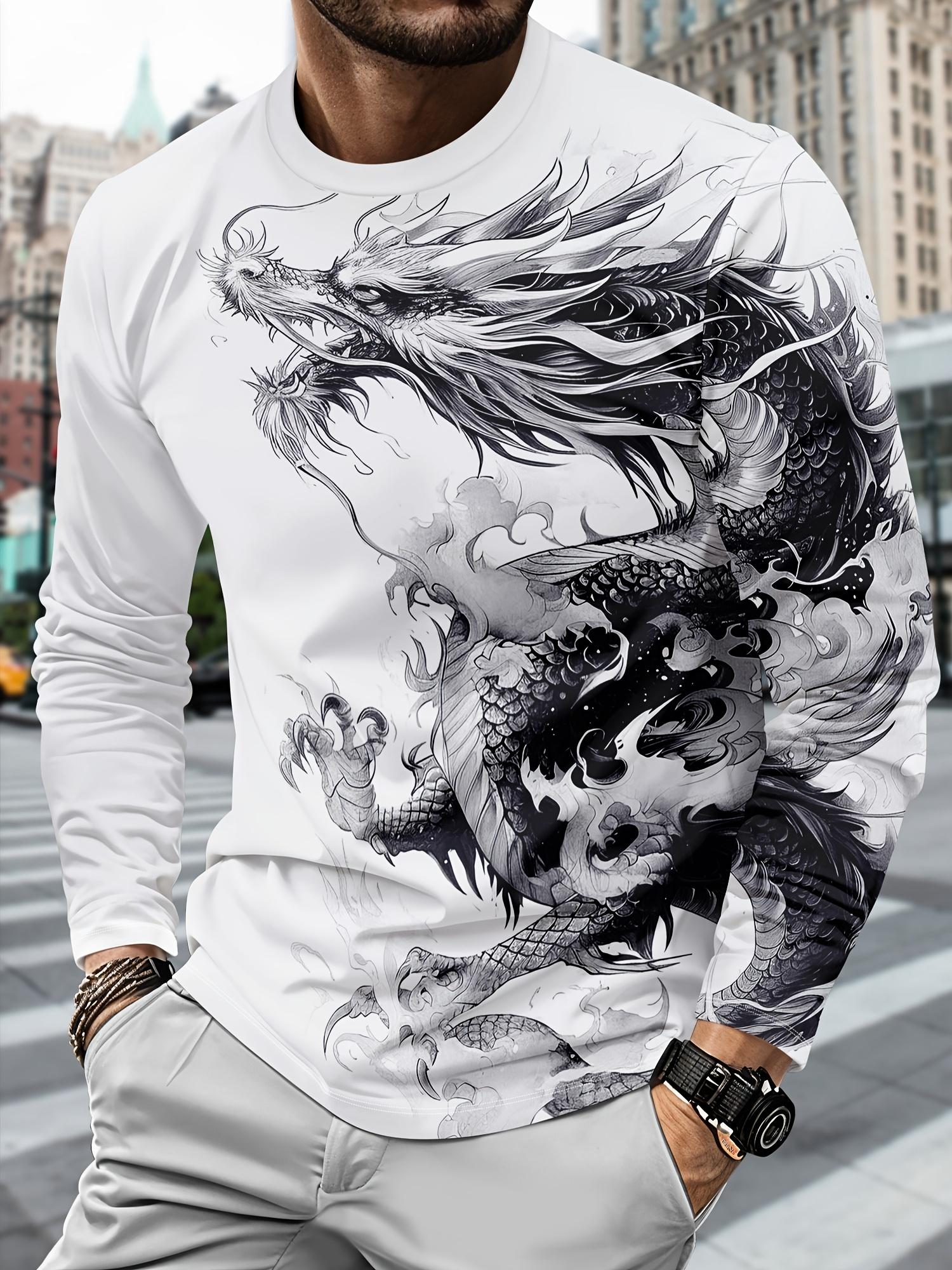 Men s Round Neck Long Sleeve Top, 3D Print Casual Sports Shirt S