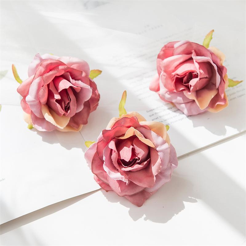 Gerollter Rand Rosenblütenkopf Handgefertigt DIY Künstliche Rosenblüten Peyote Hochzeitsblume Künstliche Requisiten Dekoration Künstliche Blumen