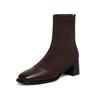 Krazing Pot Microfiber Flock Round Toe Med Heels Elastic Boots Size 43 Slip On Women Patch Work Ankle Boots