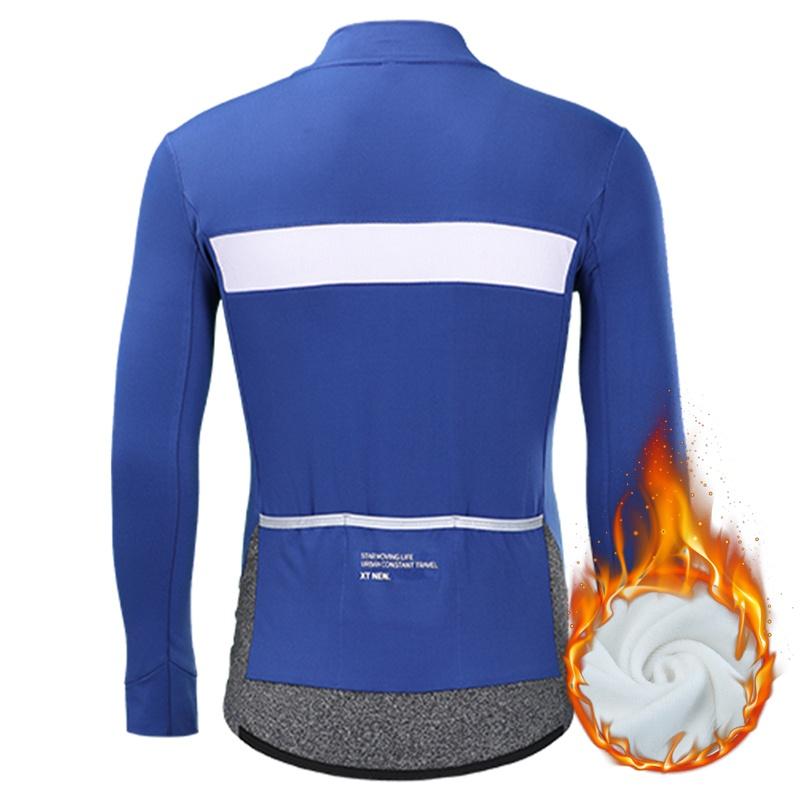Winter Fleece Riding Bicycle Jersey Solid Men Cycling Clothing Keep Warm Long Sleeve Bicycle Shirt