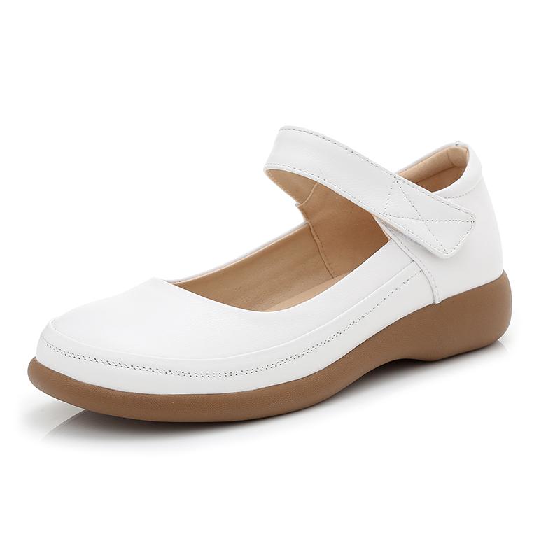 Fashion GKTINOO Genuine Leather Flats Mary Jane Women's Shoes Summer Soft Sole Hollow Mother's Shoes Anti-slip Sandals Large Size 43