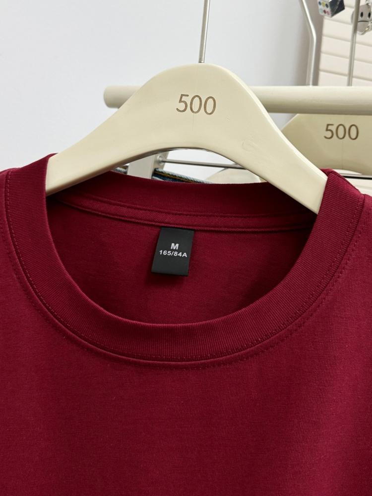 Unisex Wine Red Cotton Print Short-Sleeve T-Shirt, 2026 New Year Loose Fit, Plus Size, Round Neck, Trendy Style