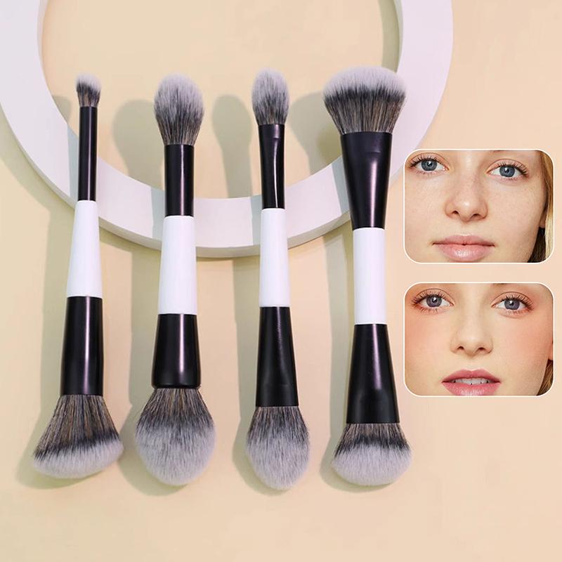 1/4Pcs Multi-Functional Foundation Makeup Brush Double-Ended Contour Brush For Beauty Blending Liquid Powder Concealer Cream