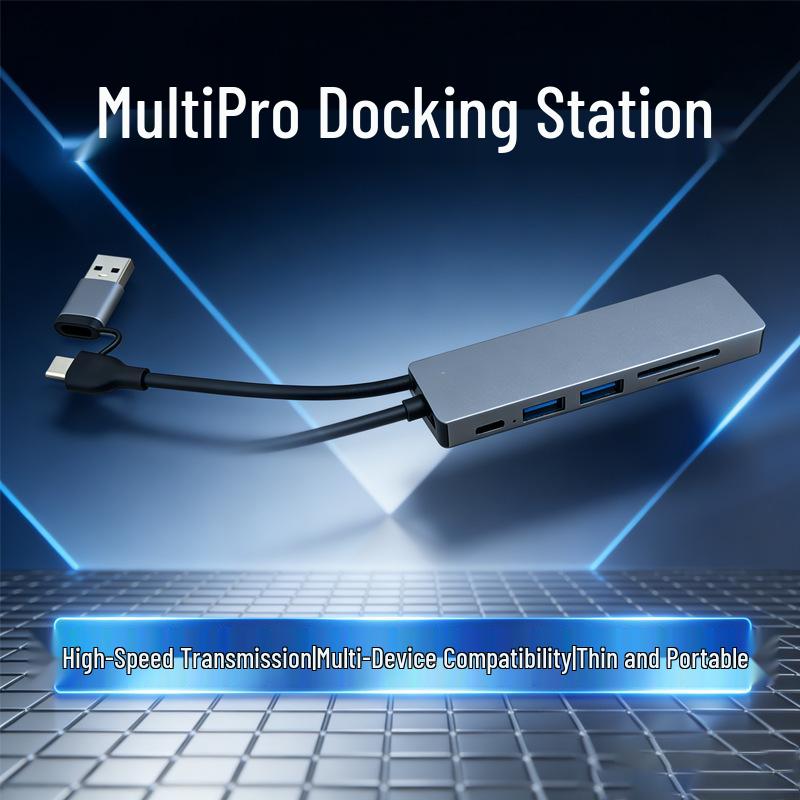 6-in-1 USB-C Hub with USB 3.0, SD/TF Card Reader, and Multifunctional Splitter