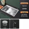 TLXT Thickened 304 Stainless Steel Single Bowl Kitchen Sink