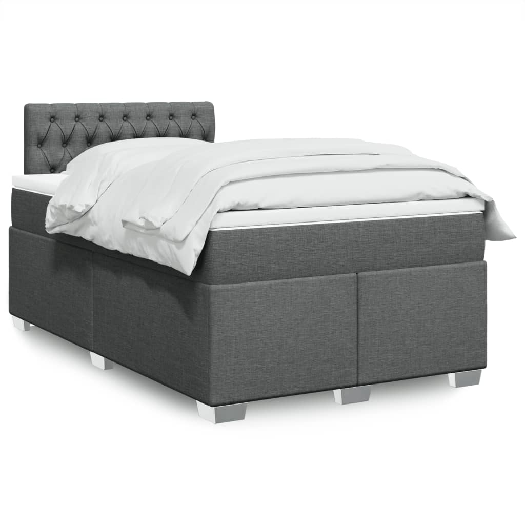 Vidaxl Letto Continentale Con Materasso, Grigio Scuro, 120X190Cm Tessuto