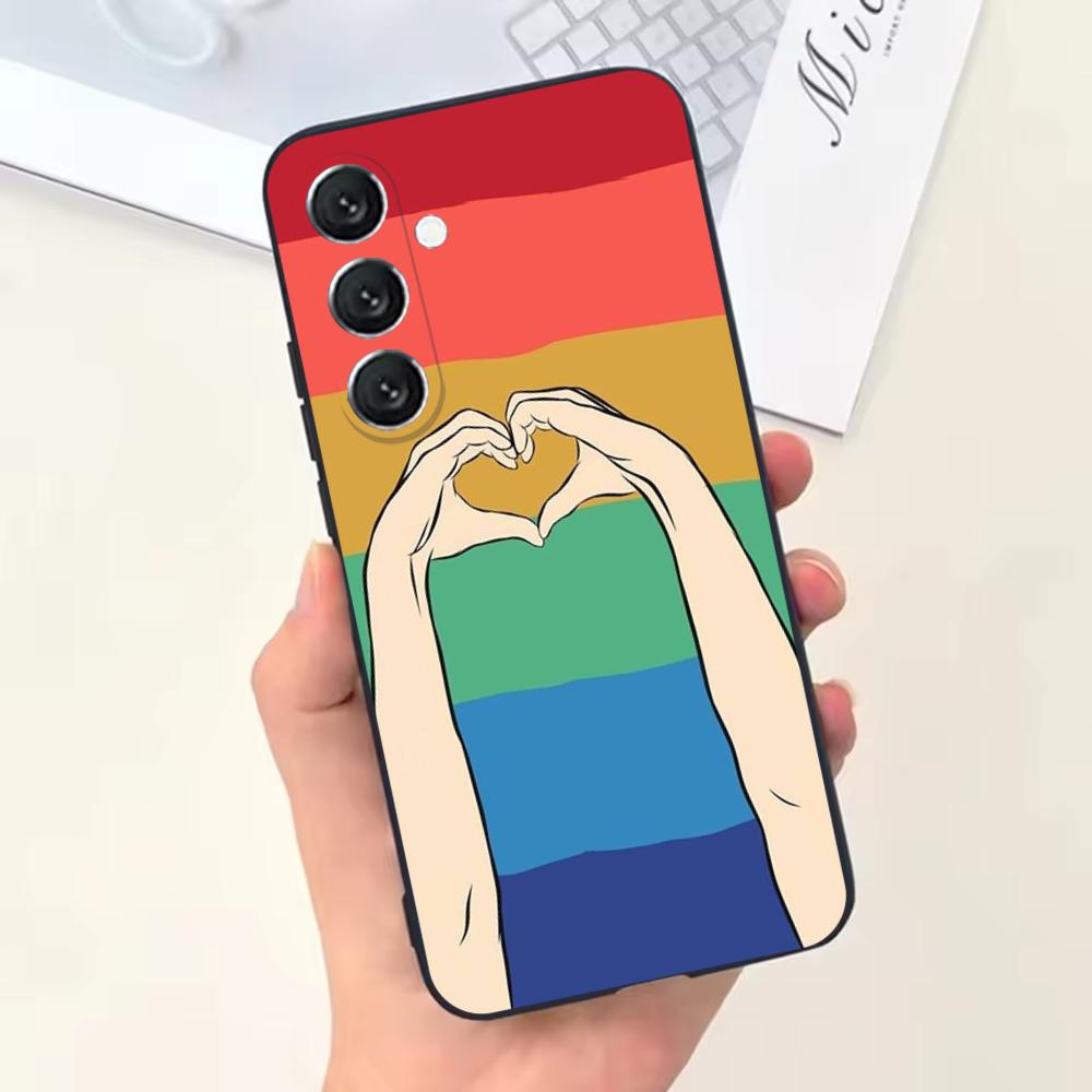 L-Lesbian LGBT Rainbow Pride Phone Case For Samsung Galaxy A13,A21s,A22,A31,A32,A52,A53,A71,A80,Soft Black Shell
