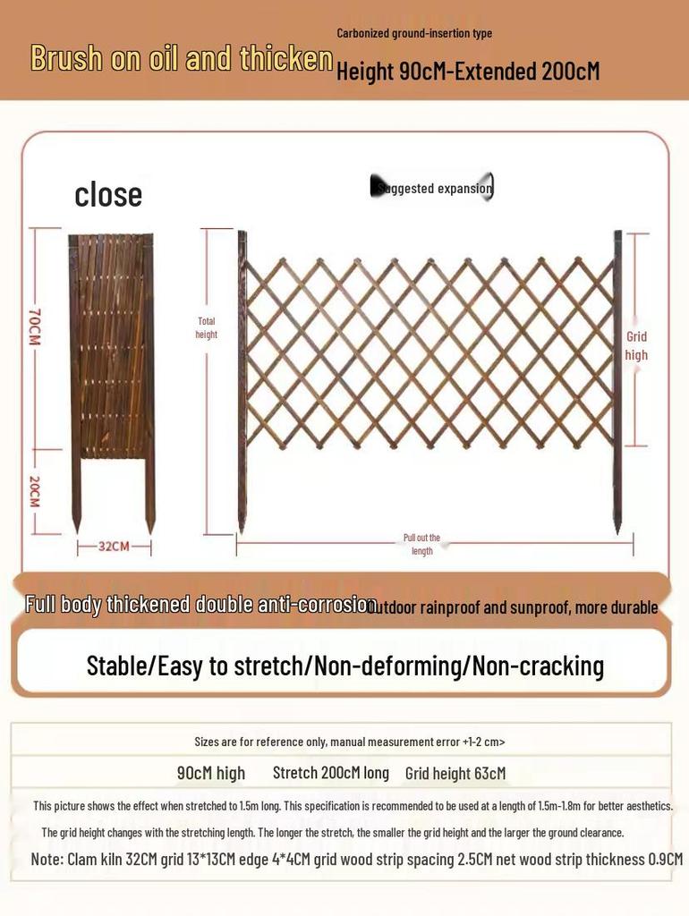Anticorrosive Wooden Garden Fence: Outdoor, Courtyard Railing, Flower Stand & Climbing Frame