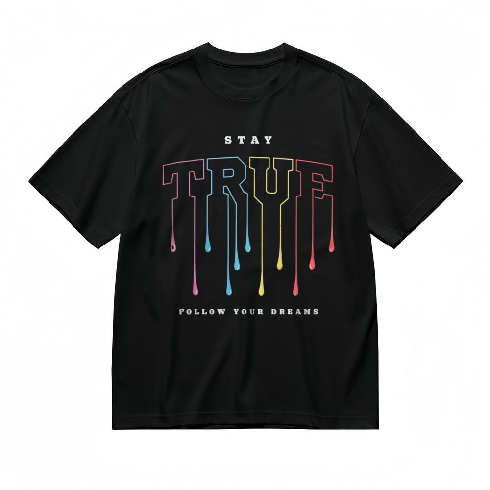 

Men s T-shirt With Bold FOLLOW YOUR DREAMS Graphic Unisex Black 100% Cotton Tee 4XL