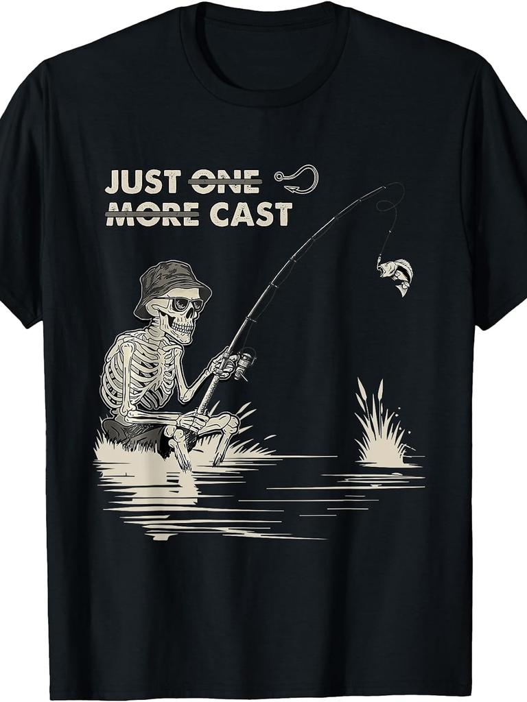 Unisex T-shirt Funny Skeleton Fishing Just One More Cast Fisherman T-Shirt