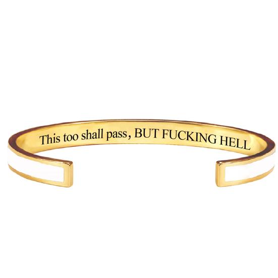 Baizihuahu This Too Shall Pass Mantra Cuff Bracelet, Adjustable Engraved Motivational Bangle Hidden Information Inspirational Encouragement