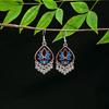 Vintage Ethnic Miao Silver Alloy Teardrop Tassel Earrings
