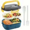 1200ml 2-lagige versiegelte Bento-Lunchbox mit Gabel und Löffel, mikrowellengeeignete Lebensmittelbehälter für Studenten und Büroangestellte, Frischhaltekunststoff