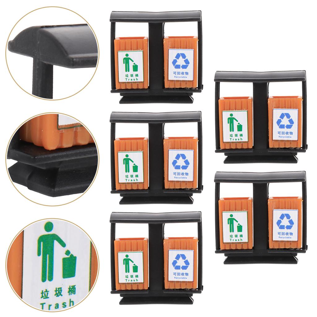 5 Pcs Garbage Can Micro Landscape Wall Light Child Mini Trash Miniature Pail Abs Scene Model