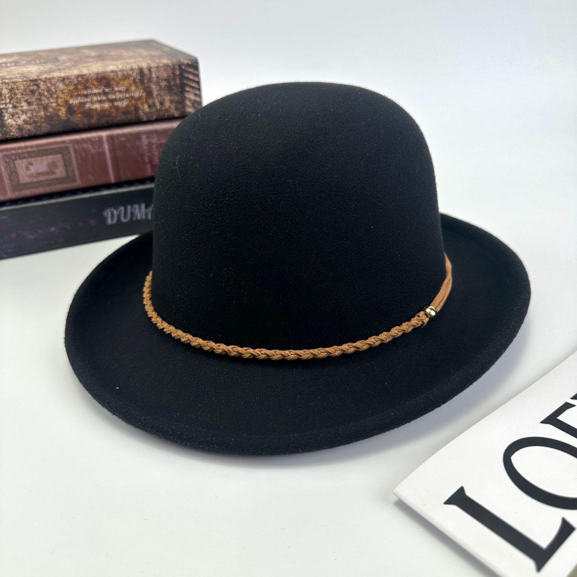 

New 2025 Four Seasons Top Hat Accessories Woven Belt Crimped Dome Fashionable Versatile Sunscreen Women And Men M（56-58cm）