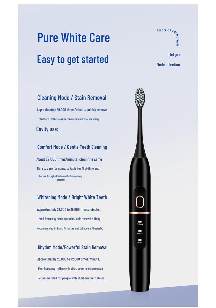 Rechargeable Electric Sonic Toothbrush with Magnetic Levitation Motor and Large Capacity Battery, Customizable Logo