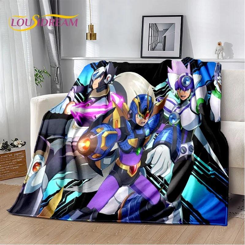 Retro Cartoon Rockman Mega Man Game Soft Flannel Blanket for Beds Bedroom Sofa Picnic,Throw Blanket for Outdoor Leisure Nap Gift