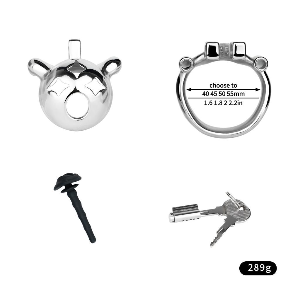 Men Short CB Lock Penis Cage Cock Lock with Belt Stainless Steel Chastity Lock Sex Toy Femdom BDSM