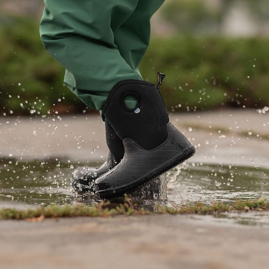 JAN & JUL Waterproof, Insulated, Sherpa-Lined Winter Rain Boots (Black Birch, Size 8, Toddler)