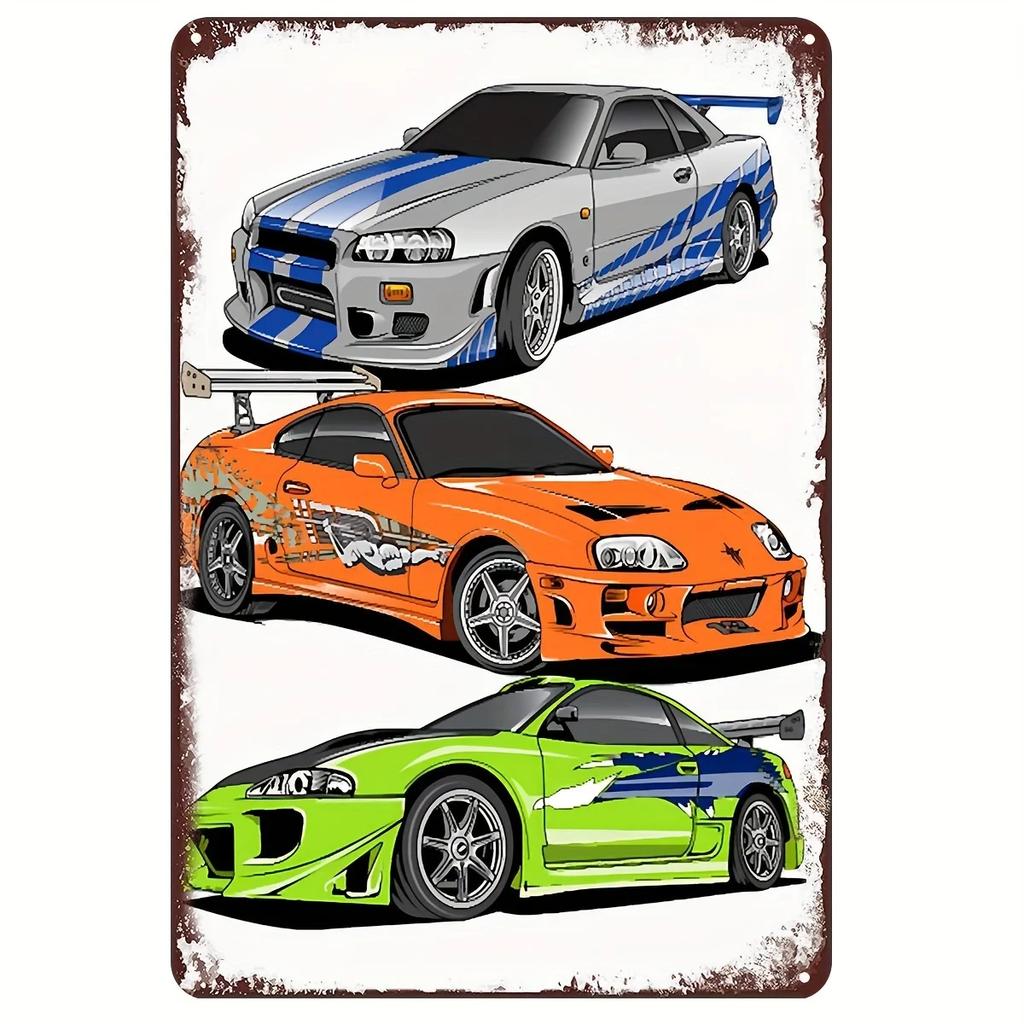 Nástěnné cedule Rychle a zběsile Vintage Regálový vůz Kovový plechový znak Plakátová deska Dekorace Bar Garáž Domácí dekorace Klasický plechový S