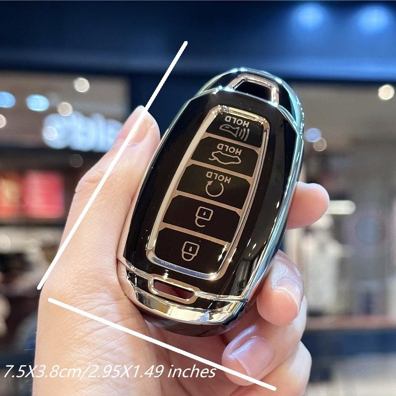 Premium Soft TPU Key Fob Cover with Keychain for Hyundai Palisade 2023 Elantra GT Santa Fe 5 Buttons Car Accessories