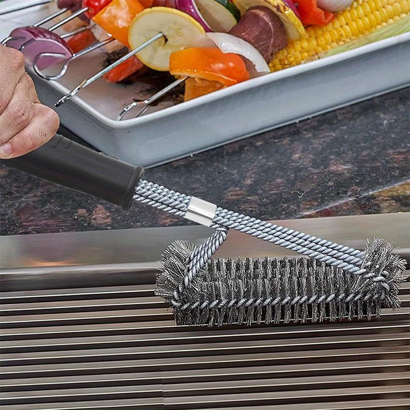 Barbecue Grill Stainless Steel BBQ Brush Wire Bristles Non-stick Cleaning Brushes with Handle Remove Stains BBQ Accessories