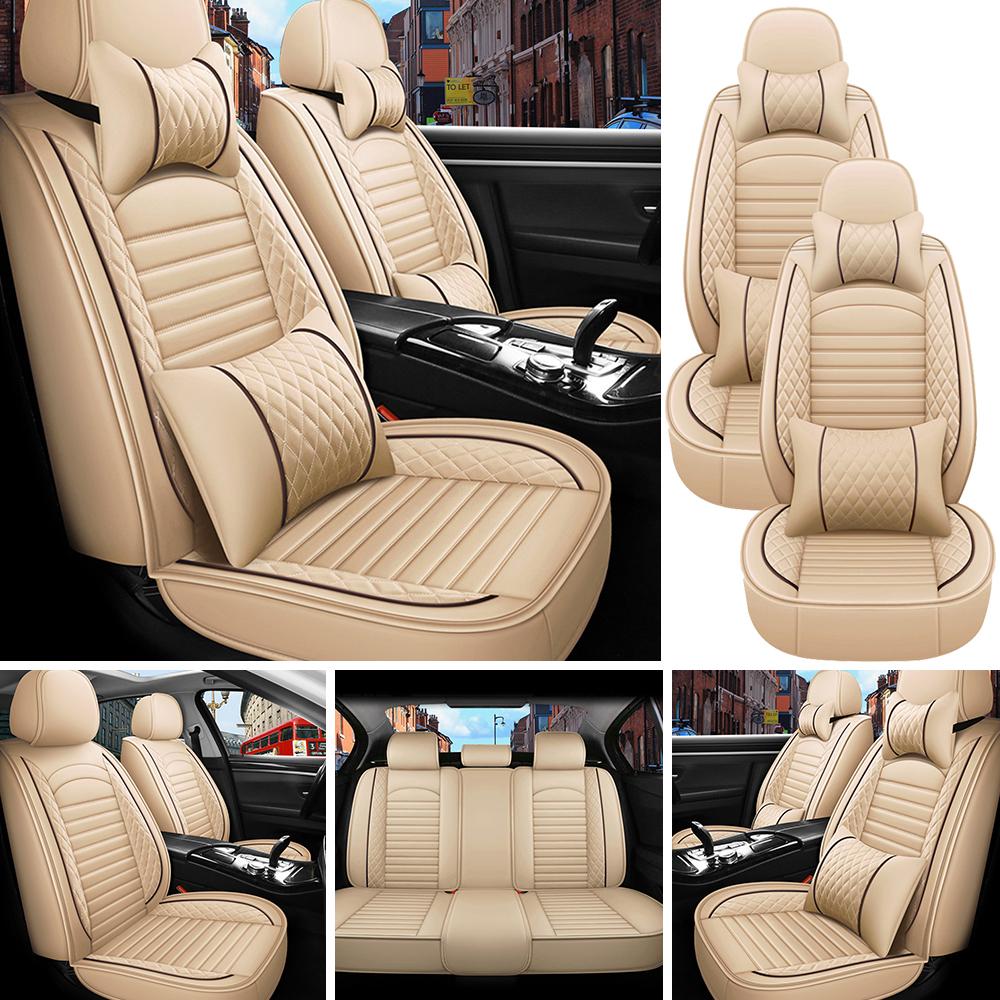 5-Seats PU Leather Universal Car Seat Covers Full Set Front Rear Seat Cushion Anti-scratch Protection For Sedan SUV Seat