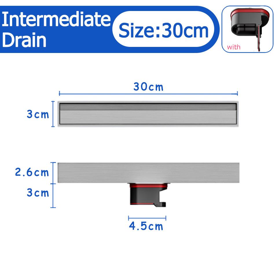 Bathroom Shower Floor Drain Black 304 Stainless Steel Rectangle Lavatory WC Long Linear Drainage Side Floor Drains 30 40 50cm