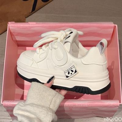 Versatile Thick Bottom Panda White Shoes for Women's New Spring Simple Casual Comfortable Lightweight Sports Shoes
