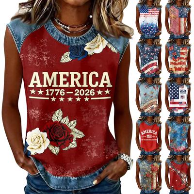 Women's Casual Round Neck Pullover Printed T-Shirt Top