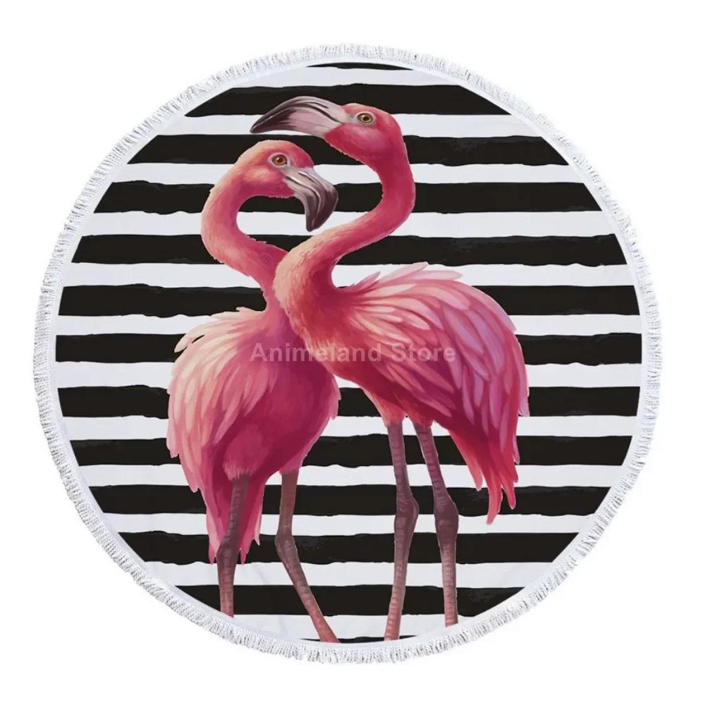 Black 3D Tiger Round Beach Towel Animal Theme Bath Towel Microfiber Fabric Size Swimming Travel Sport Adult Beach Towel