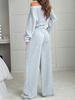 Women's Casual Solid Color Off-Shoulder Knit Sweatshirt Set