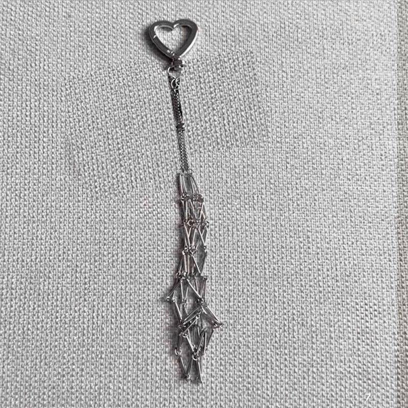 Metal Net Pocket Lipstick Bag Keyring Portable Lip Balm Keyring Holder Lipsticks Protective Cover Mirror Keyring Bag Charm Decor