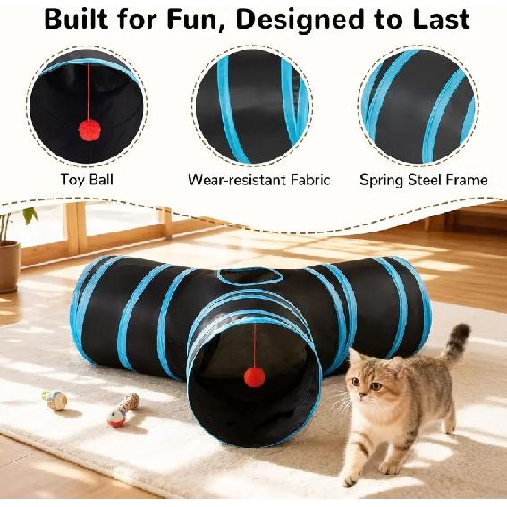 Pet Cat Tunnel Tube Cat Toys 3 Way Collapsible Tunnels for Indoor Cats Kitty Bored Peek Hole Toy Ball  cat accessories