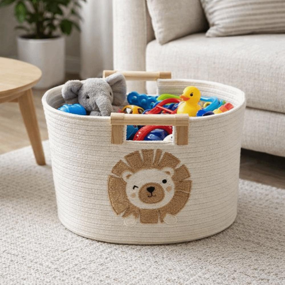 Portable Cotton Rope Storage Basket Cute Clutter Tidy Bin Toy Snack Organizer  Nursery