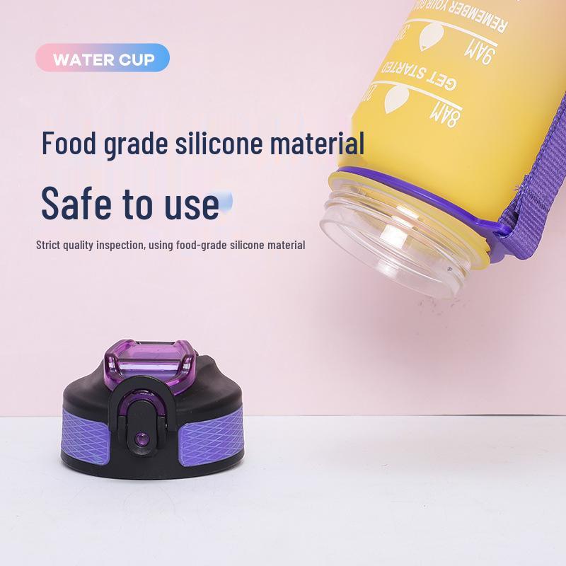 Gradient Color 1L Sports Water Bottle with Straw - Large Capacity Outdoor Plastic Space Cup