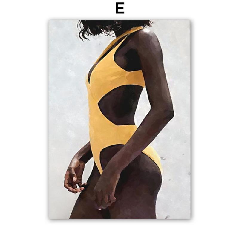 

Beautiful Black Model Girl Leaf Wall Art Canvas Painting Nordic Magazine Poster And Prints Hotel Bar Pictures Living Room Decor 21cm×30cm NoFrame