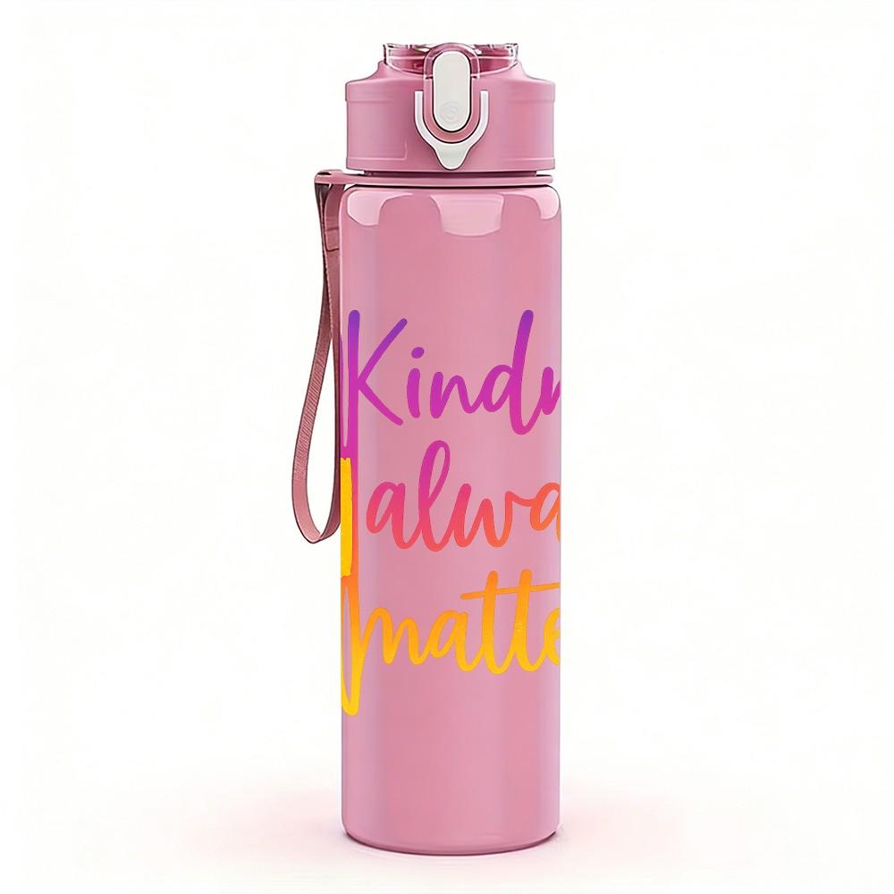 1PC Kindness Always Matters Daisy 750ml Color Plastic Sports Water Bottle Leakproof Flip Straw Lid Suitable for Sports Office Home Use