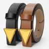 New Women's Genuine Leather Cowhide Slim Korean Style Trousers Belt Triangle Creative Design Smooth Plate Buckle Trousers Belt