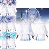 Sweet And Fresh White Cape Style Snow Initial Cosplay Outfit With Wig For Women