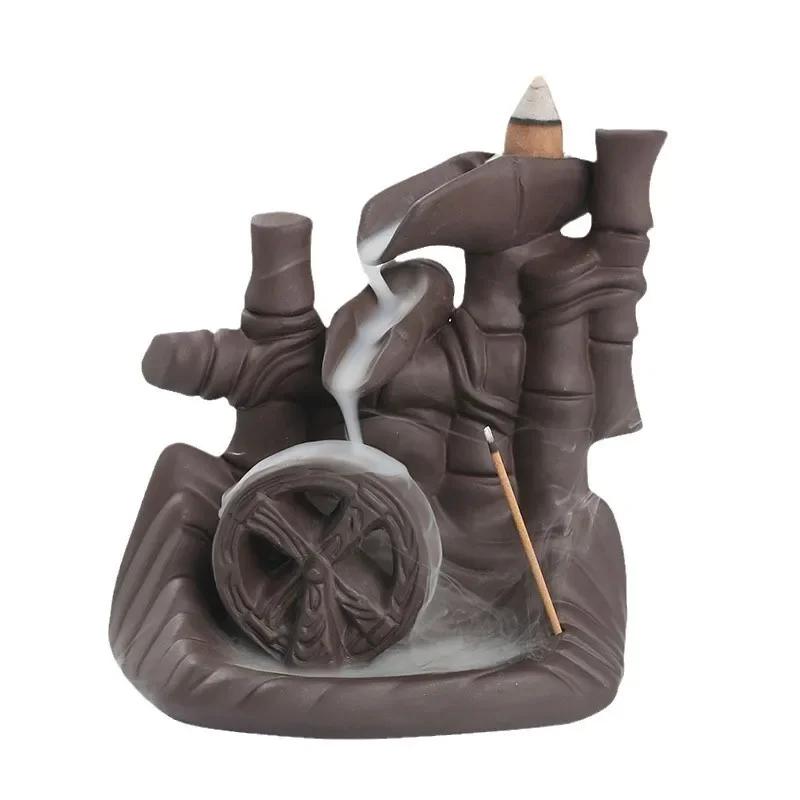 Purple Clay Backflow Incense Burner for a Calming and Relaxing Atmosphere Lucky Feng Shui for Home Decoration (Without Incense)