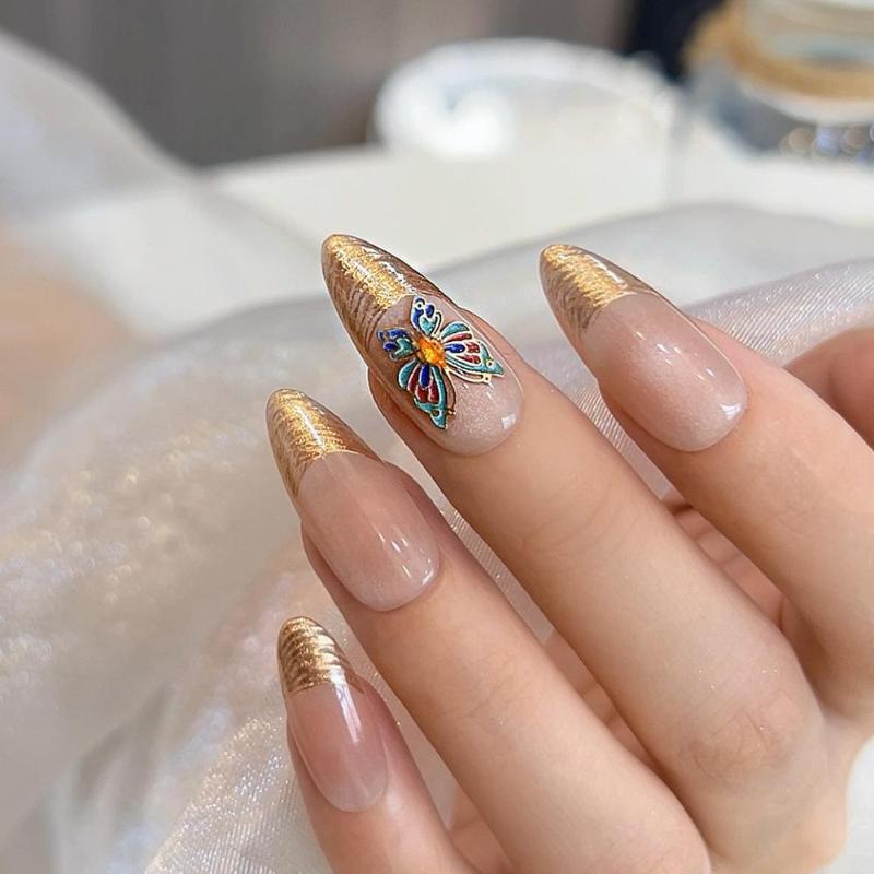 Chinese Enamel Copper Butterfly Nail Charms Painted Butterfly Nail Art Decorations For Diy Nail Accessories Charms Supplies