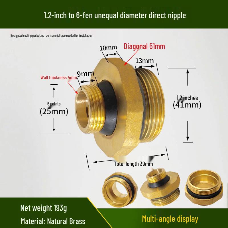 Copper Union with Inner/Outer Threads, Double Inner Thread Water Heater Connector Tee/Elbow Nipple, 46mm & 1" Thread, Different Diameters.