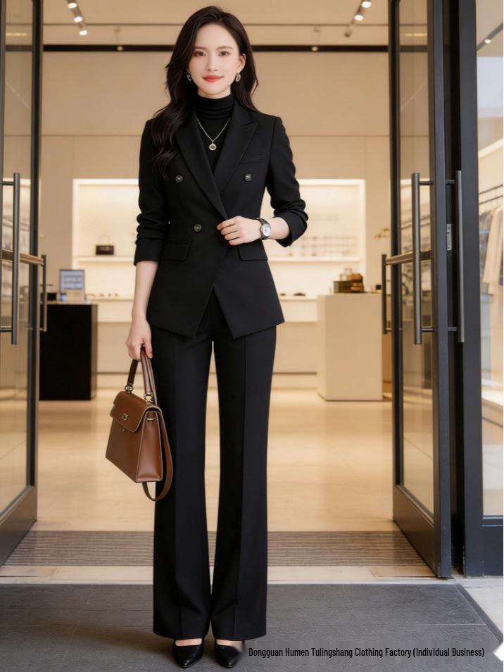 Women's High-End Professional Suit Set - 2025 Autumn/Winter Formal Wear - New Arrival with Jewelry Accents