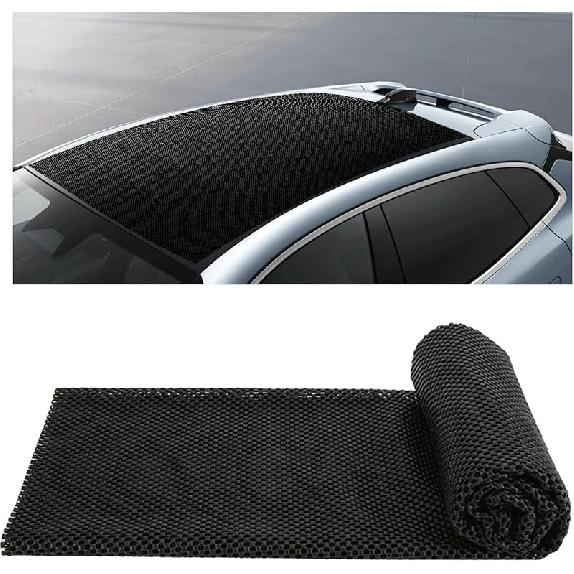 Car Roof Non-Slip Rug Pad, 47'' x 39.4'' Automotive Roof Carrier Bag Protective Mat, PVC Vehicle Cargo Bag Liner, Auto Roof Top Rack Accessories for