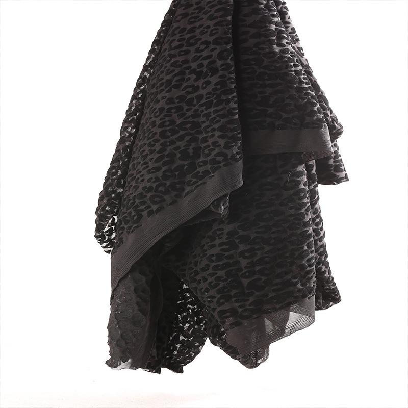 1/2/3 Jardas Cor Preta Tecido de Malha com Flocagem Spandex Leparod Elástico Tecidos de Rede Africanos Tecido George Nigéria para Costura DIY