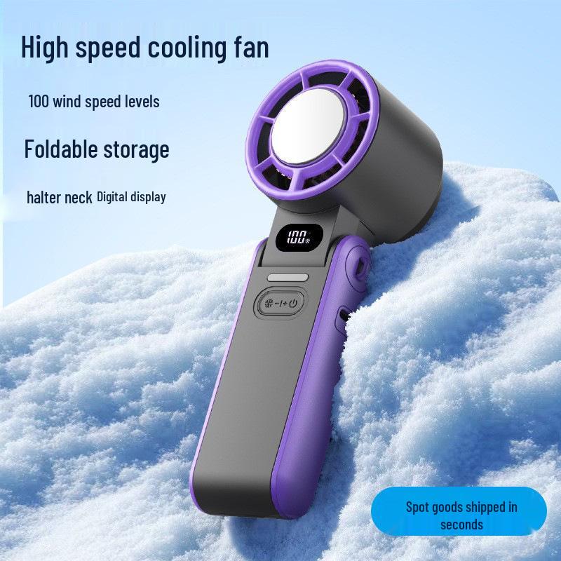 Portable Foldable Neck Fan with Digital Display & Stepless Speed