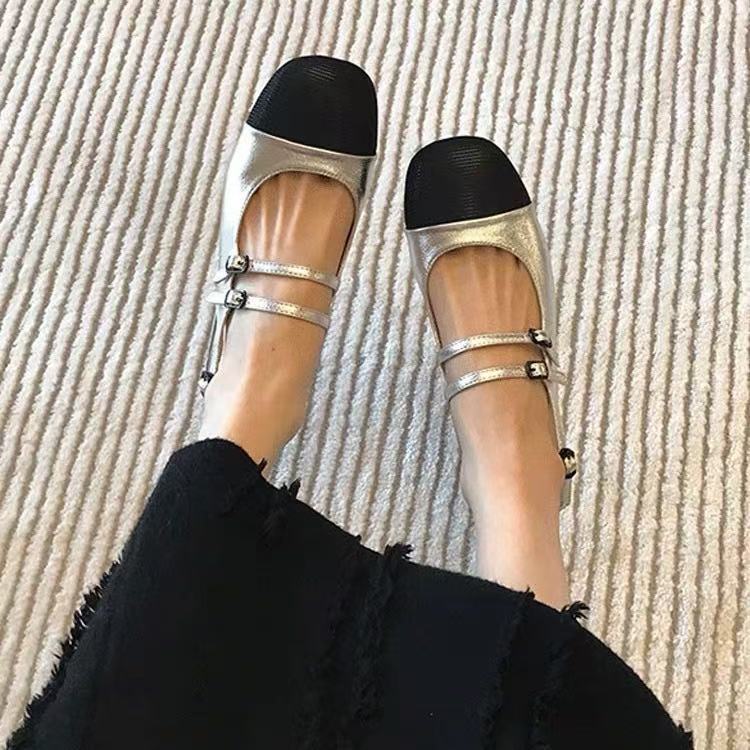 Silver Galaxy Mary Jane shoes new bag head sandals soft sole flat sole single shoes women