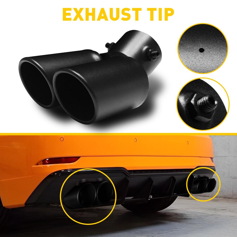 Universal Car Exhaust Trim Muffler Pipe Tail Fit For 1.5-2.4inch outlet tailpipe Stainless Steel Curved Double Outlet Tail Pipe