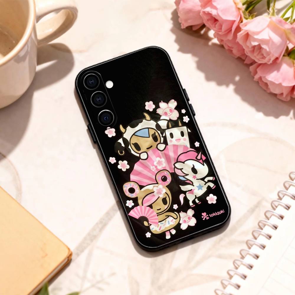 Lovely J-Japan T-Tokidokis phone Case For Samsung Galaxy A73,A72,A71,A70,A53,A52,A51,Others Soft Black Shell
